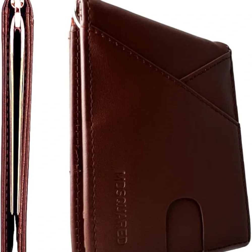 Men’s Slim Wallet With Money Clip Brown